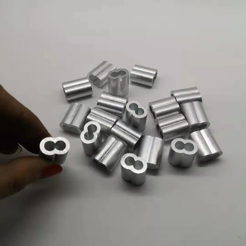 10pc średnica 5mm M5 rękawy Aluminium owalne podwójne otwory do zaciskania lina stalowa