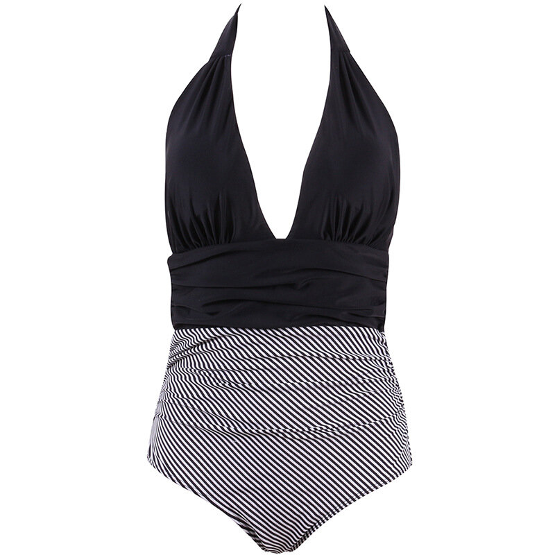 Maiô sexy de cintura alta com costas expostas, roupa de banho de uma peça plus size, moda praia, feminino, com cintura alta, 2020