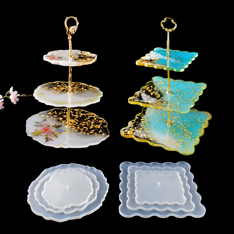 DIY Kristall Silikon Form Drei-schicht Frucht Platte Tee Platte Disc Epoxy Harz Formen Tasse Pad Form Für Harz art Home Dekoration