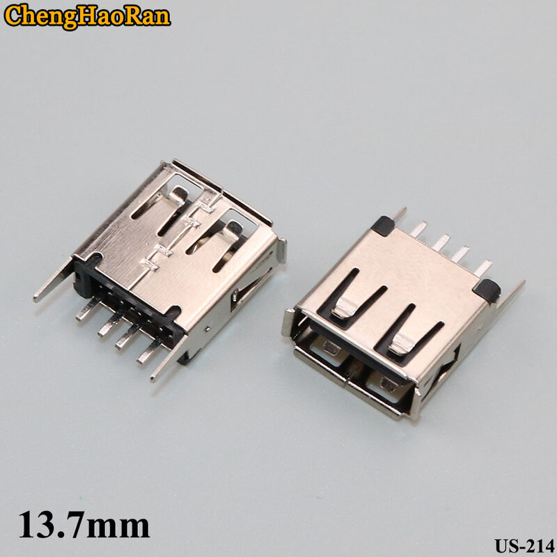 ChengHaoRan-enchufe USB 2,0 hembra tipo A, toma de ángulo recto de 180 grados, hembra y vertical, 1 unidad