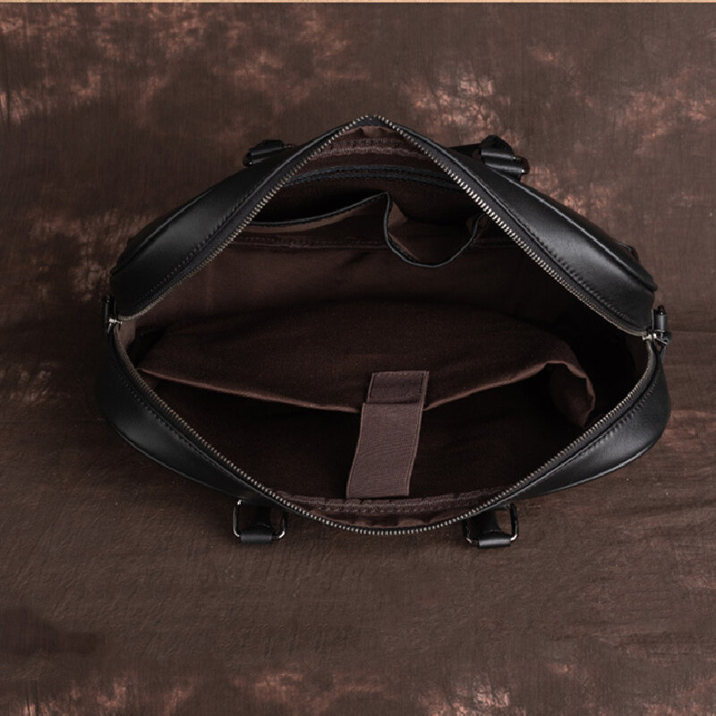Портфель Nesitu из натуральной кожи с черной ВЕРХНЕЙ ЛИЦЕВОЙ отделкой для ноутбука 14 дюймов, деловой портфель для мужчин, сумка-мессенджер из воловьей кожи, портфель M14