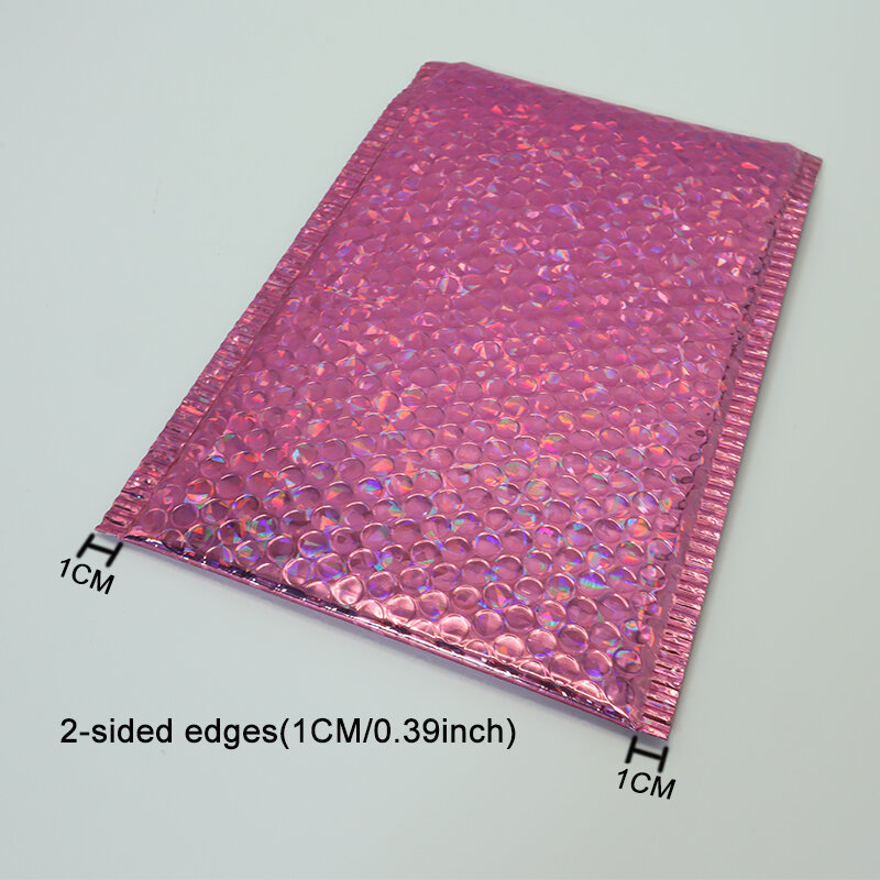 10 sztuk folia holograficzna koperta bąbelkowa do makijażu torby na prezenty Glamour kolorowe opakowania koperta bąbelkowa wyściełane wysyłka koperta pocztowa
