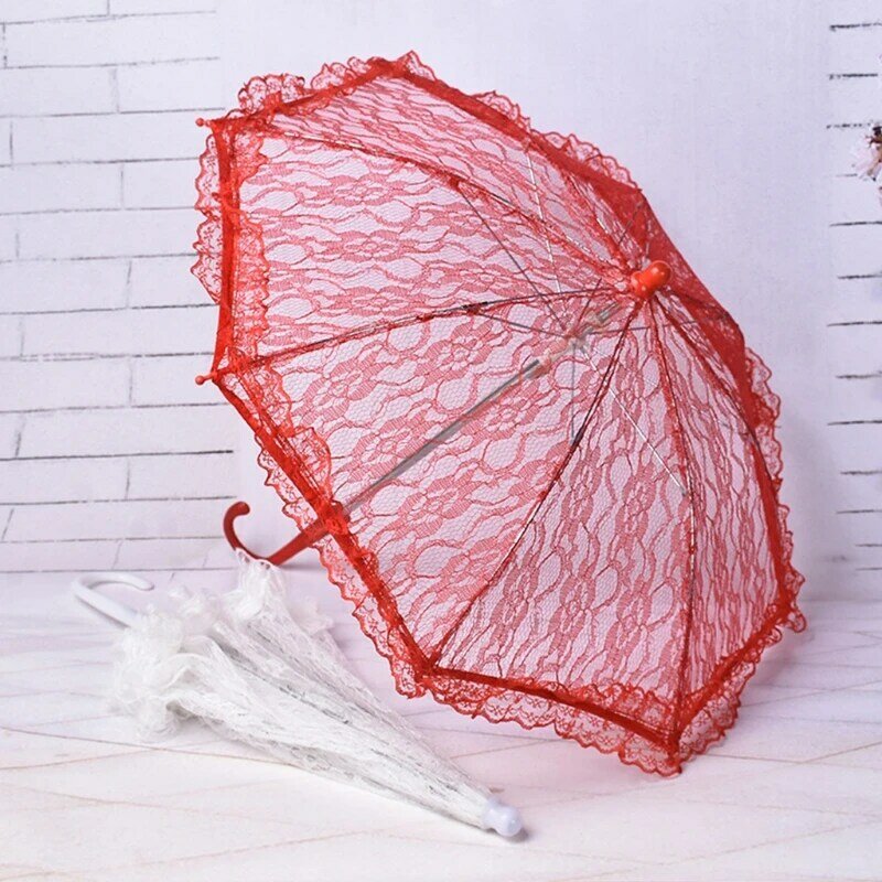Paraguas Floral de encaje para decoración de boda, accesorio de fotografía hecho a mano, sombrilla de 3 colores con diferentes patrones