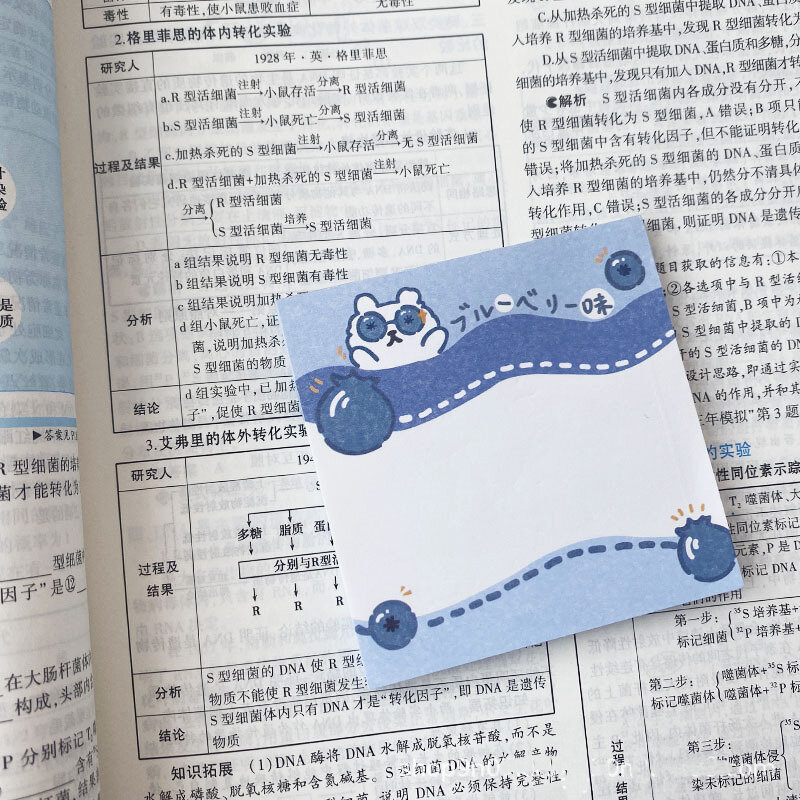 Cartoon Cute Fruit Bear Memo Pad 50 Sheets Colorful Student Learning Message Paper Kawaii Notebook Planner Stickers Stationery