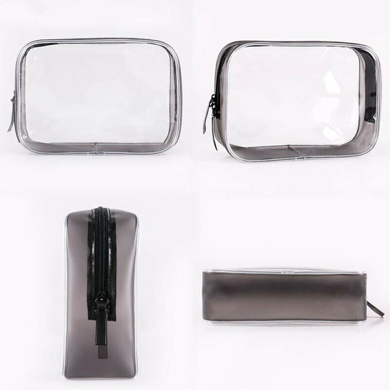 Bolsa de Pvc para cosméticos, bolsa de plástico transparente impermeable, portátil, de viaje, de lavado multifuncional, con cremallera