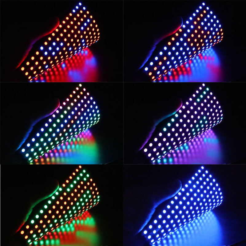 Painel LED Digital RGB Flexível, Endereçável individualmente, WS2812, 8x8, 16x16, 8x32 Módulo, Matrix Screen, DC5V, WS2812B