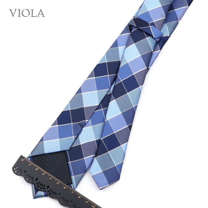 Gravata de poliéster xadrez clássico 7cm moda jovem gravata de escritório masculino festa diária terno casual listrado top homens acessório de presente