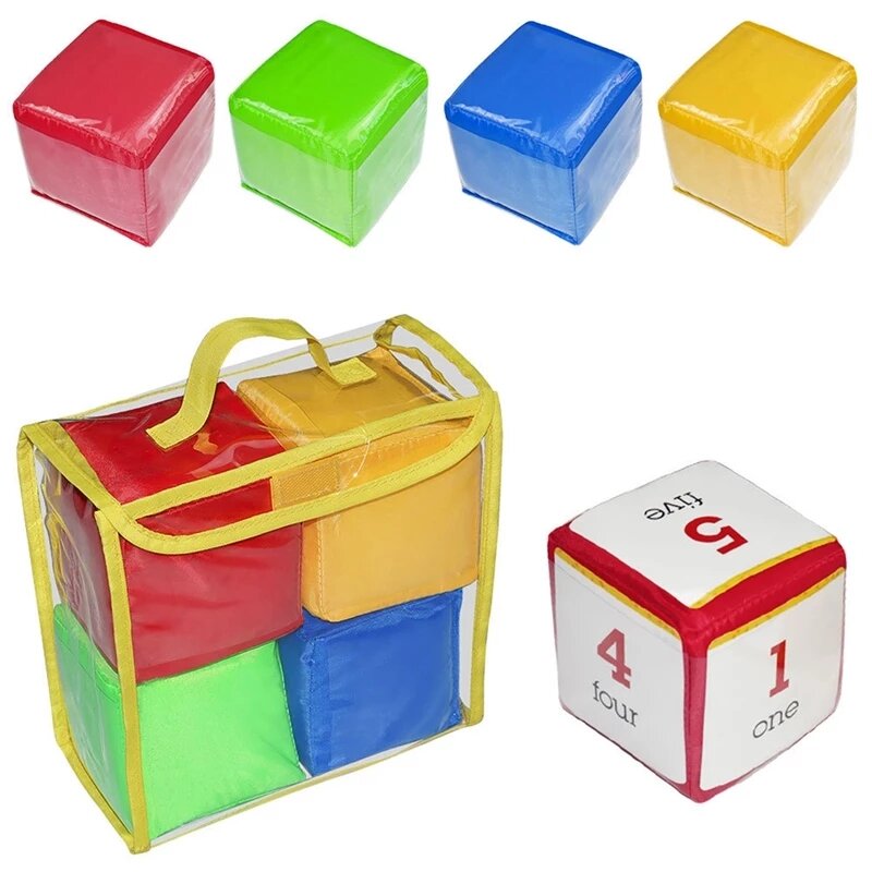 New Hot DIY Education Dice PVC Pocket Squares Cube Parent-Child Interaction Photo Pocket Foam Stacking Blocks Kid Teaching Aid