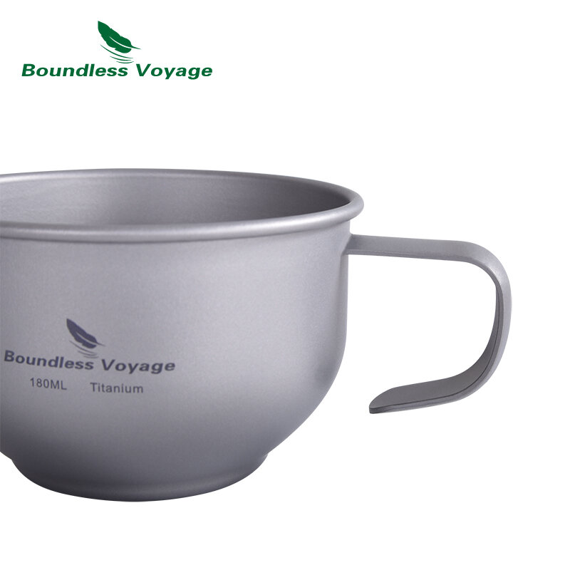 Титановая кофейная чашка Boundless Voyage 180 мл с ручкой, кружка для кемпинга, пикника, воды, вина, чая, портативная, одинарная, модель Ti3086D