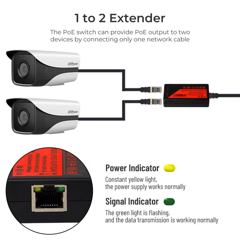 2/4 Port POE Extender IEEE802.3af Port transmisja Extender max extend 120m transmisja POE Extender transmisja dla kamery IP