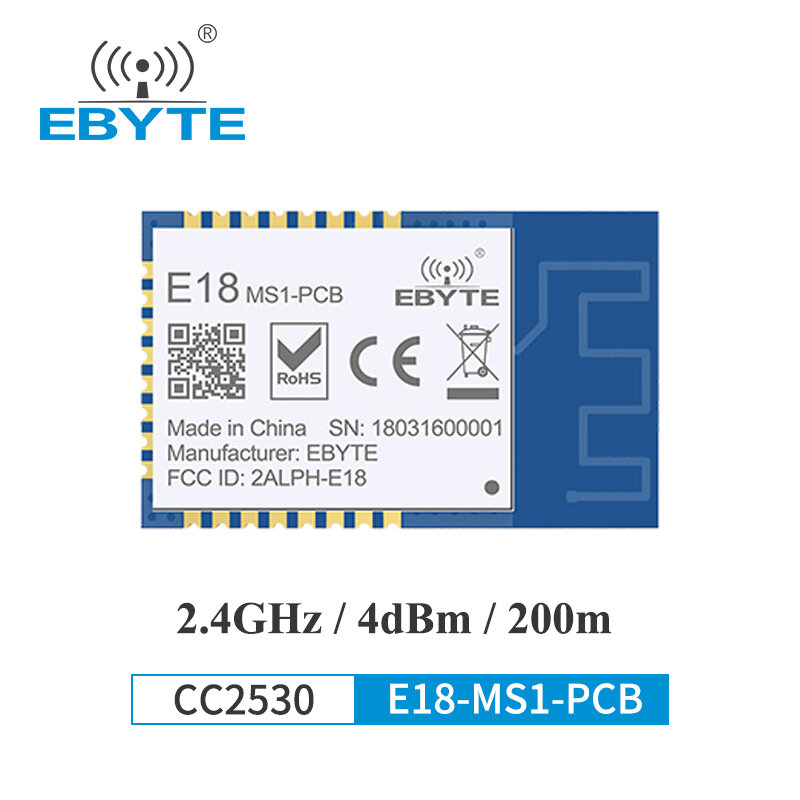 10 pz/lotto CC2530 Zigbee 2.4GHz trasmettitore Wireless ricevitore modulo Wireless Zigbee per Smart Home EBYTE E18-MS1-PCB