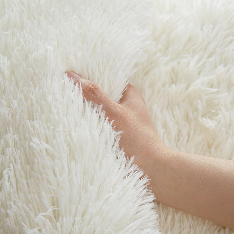 Plush Carpet Suitable For Living Room White Soft Fluffy Carpets Bedroom Bathroom Non-slip Thicken Floor Mat Teen Room Decoration