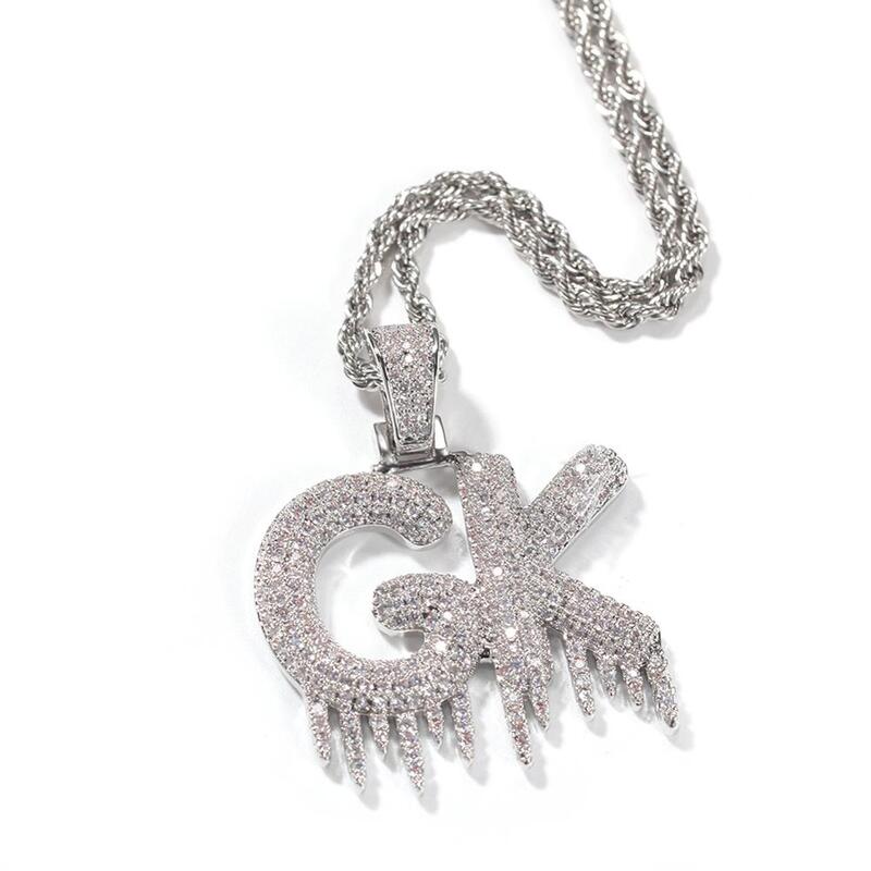 Tbtk Aangepaste Naam Ketting Druppelen Bubble Brief Goud Kleur Iced Out Cubic Zirconia Hanger Mannen En Vrouwen Hiphop Sieraden