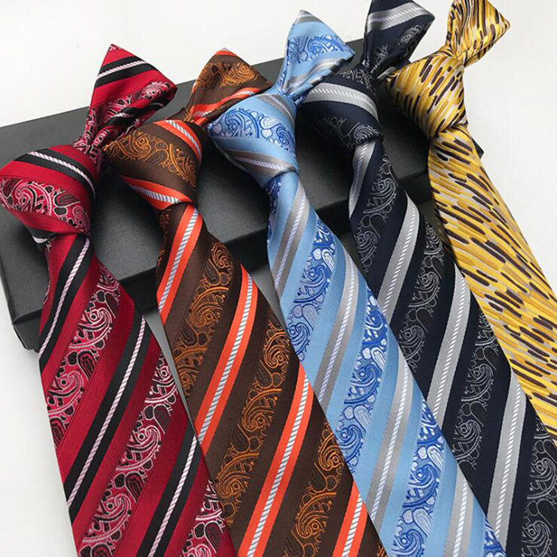 GUSLESON Klasik Baru Desain Garis Flowe 8Cm Jacquard Sutra Dasi untuk Pria Bisnis Pesta Pernikahan Formal Leher Ikatan Hadiah Cravat