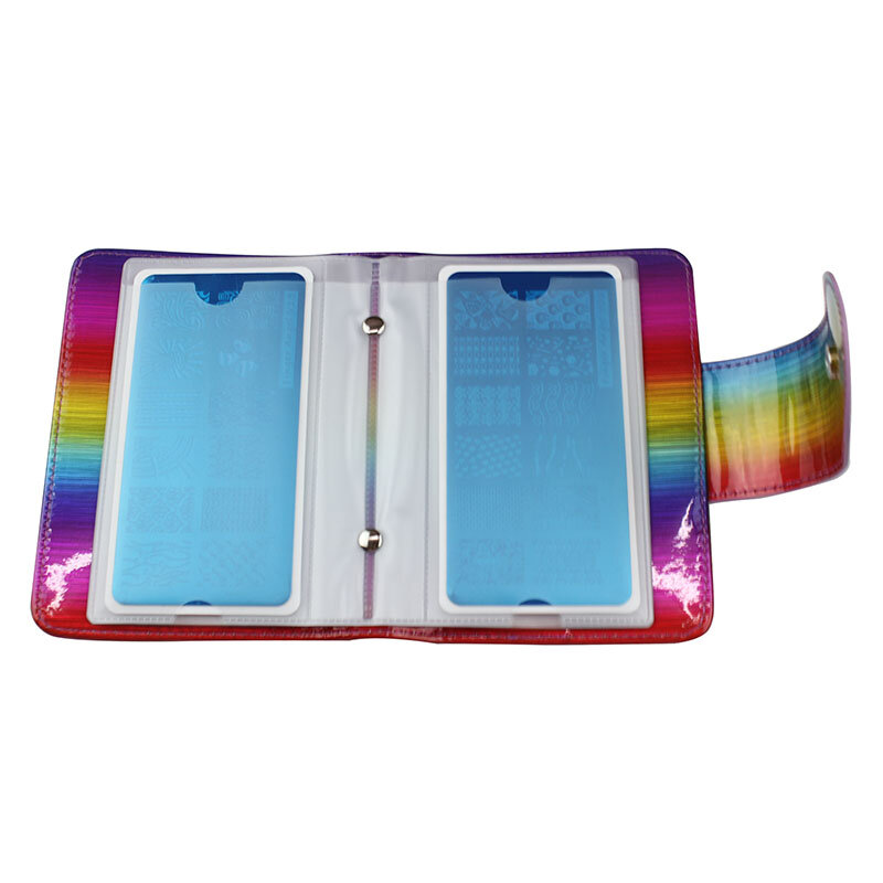 20Slots Laser Rainbow Stamping Plate Case 6x12cm Nail Art Plate Organizer Holder Bag Nail Stamping Plate Storage Bag