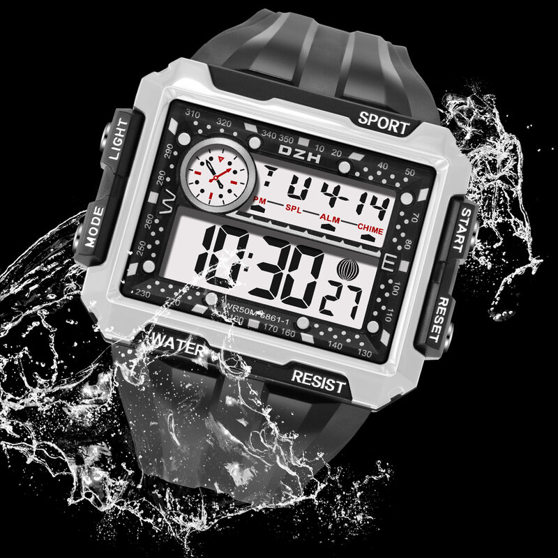 SYNOKE – montre militaire pour hommes, sport de plein air, grand cadran, étanche LED, horloge électronique numérique