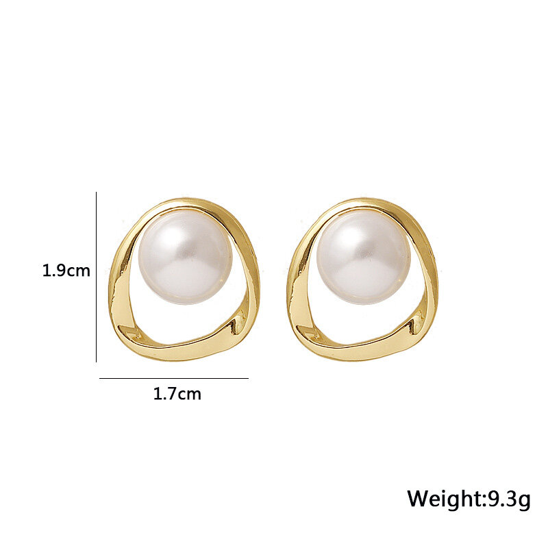 Imitacja perłowy kolczyk dla kobiet złoty kolor okrągły wkręt kolczyki świąteczny prezent nieregularny projekt niezwykłe kolczyki bijoux femme
