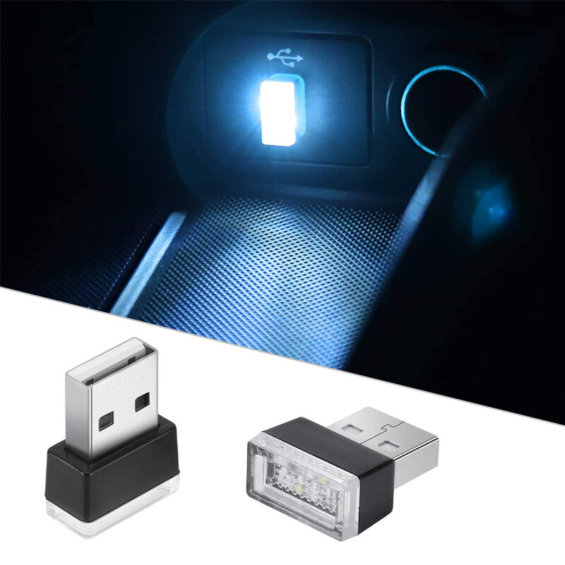 طقم إضاءة محيطية محمول صغير ، جو سيارة داخلي ، مصابيح ديكور ، ضوء LED USB عالمي ، أحمر وأزرق ، 1 ، 4 ، 10