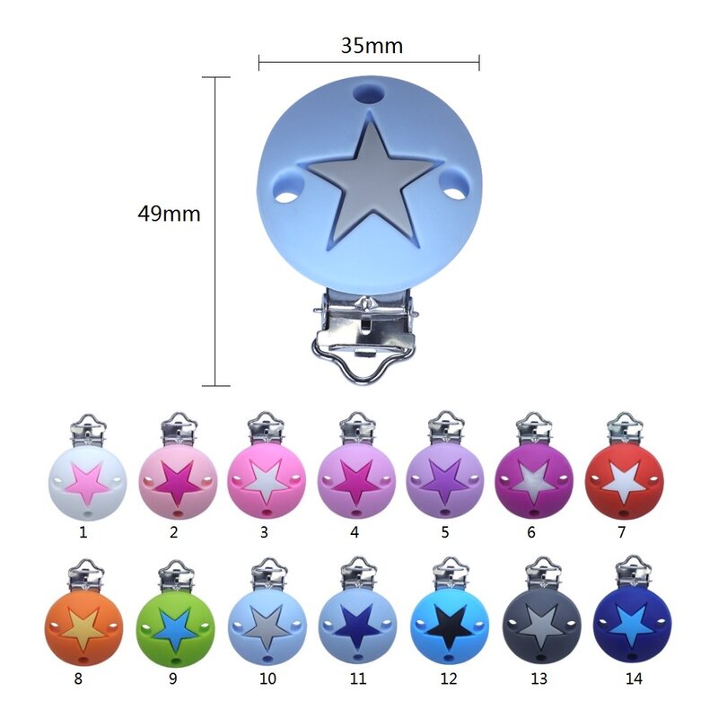 BOBO.BOX 1Pc Crown Heart Stars Silicone Beads Pacifier Clips For Diy Baby Teething Necklace Dummy Holder Baby Teether