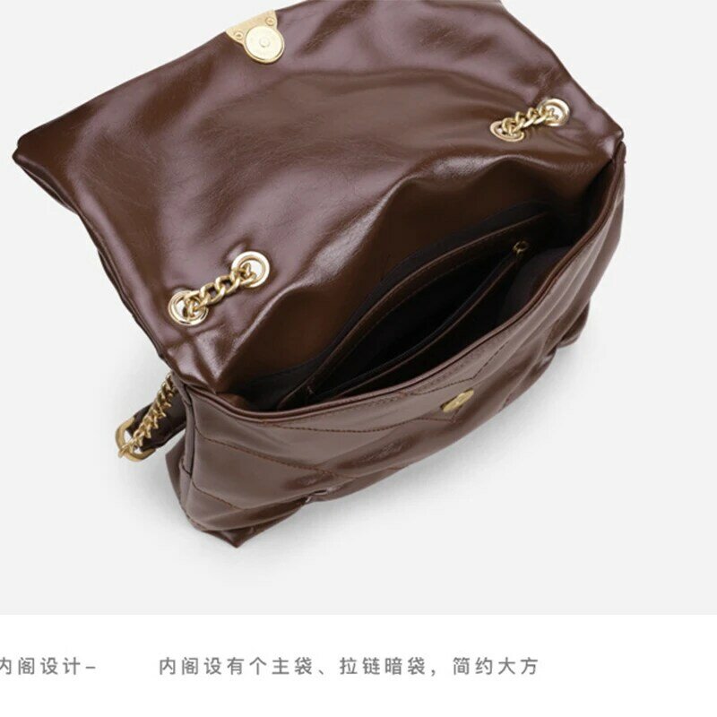 부드러운 가죽 주름 가방 체인 작은 정사각형 바 스타일 빈티지 핸드백 여성용, 패션, 인기 판매