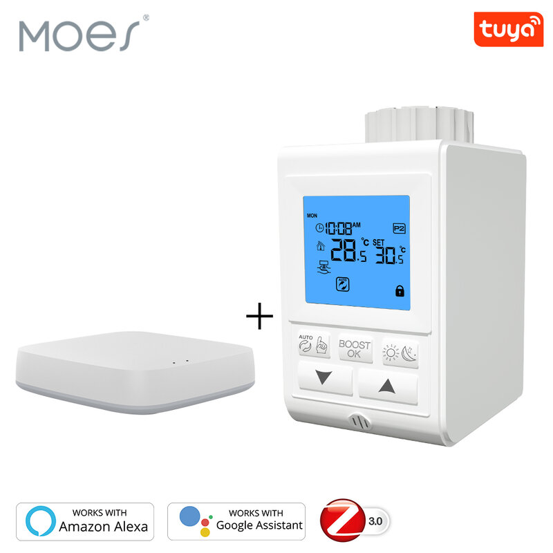 Inteligente trv termostática controlador de válvula do radiador zigbee termostato aquecedor temperatura controle voz funciona com alexa google casa