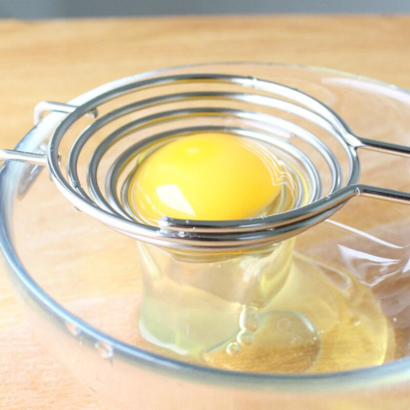Pemisah Telur Putih Spiral Baja Tahan Karat Pemisah Penghilang Kuning Telur dengan Gagang Panjang Alat Dapur