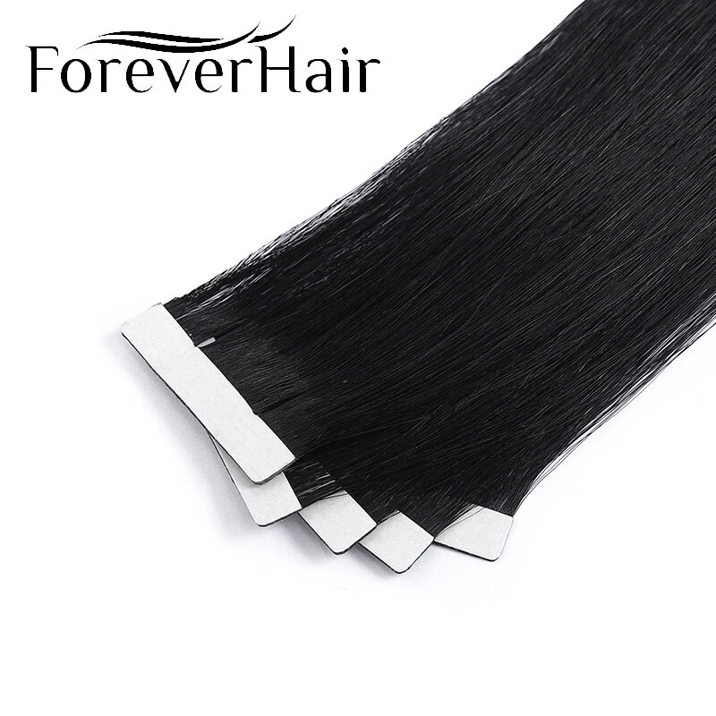 Forever Hair-Cinta de trama de piel sin costuras 100% Real Remy, extensiones de cabello humano de 16 ", 5 piezas, liso y sedoso para Salón Europeo