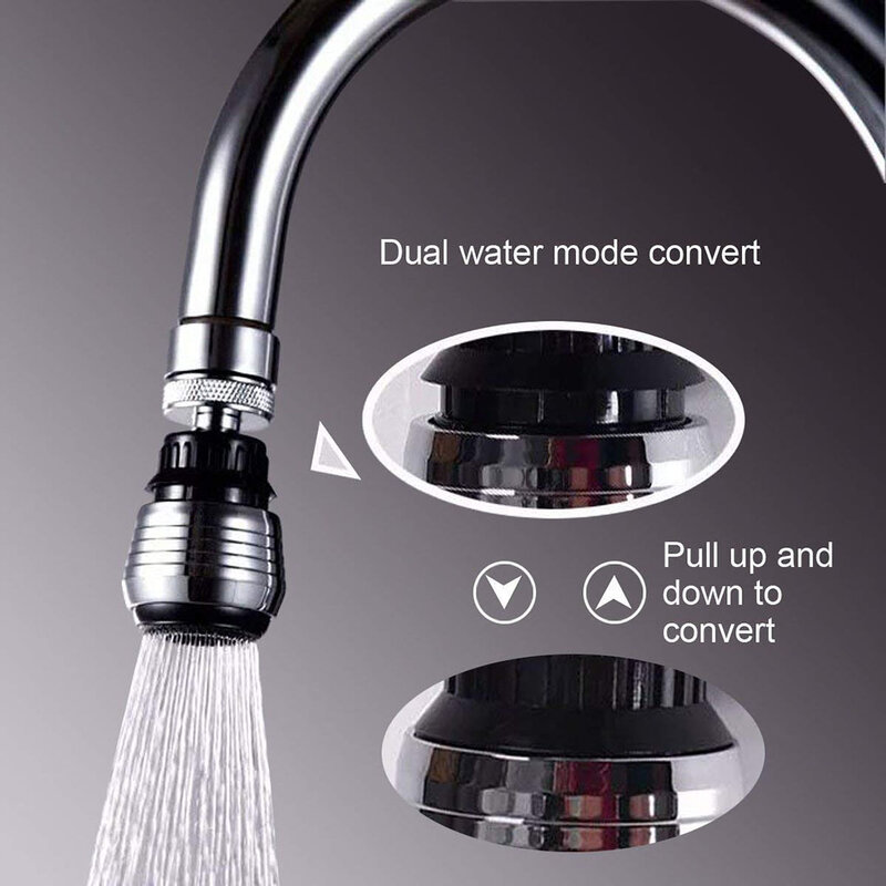 Conector de grifo de cocina, aireador de ducha, 2 modos, difusor de filtro de agua ajustable de 360 grados, boquilla de ahorro de agua