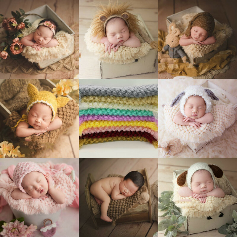 Puntelli fotografia neonato lavorato a maglia Color caramella modello ananas coperta fotografica per coperta bambino Shoot Studio Bebe accessori