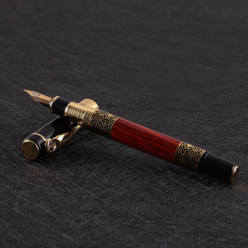 ปากกาน้ำพุหมึกไม้กุหลาบโลหะดีไซน์คลาสสิกสำหรับนักเรียนโรงเรียนของขวัญการเขียนปากกาสำหรับของขวัญ
