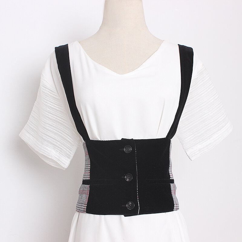 Runway fashion plaid velvet elastic Cummerbunds femminile vintage Dress corsetti cintura cintura decorazione cintura larga R3344
