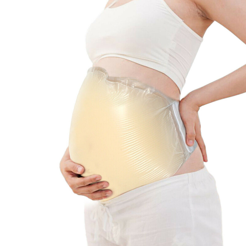Fotografía de maternidad trajes realistas de Bellyband Cosplay embarazada barriga falsa Adhesivo de silicona Bump cinturón ajustable Artificial