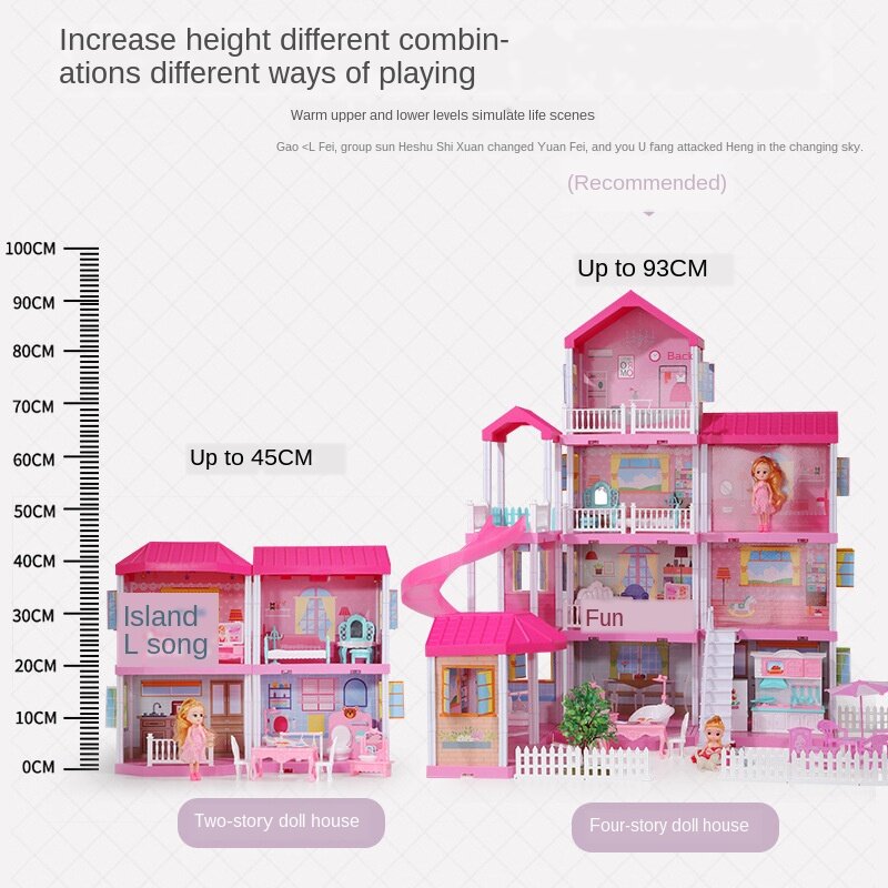 Bermain Rumah Mainan Model Putri Castle Set Rumah Boneka Model Rumah Vila Hadiah Ulang Tahun Anak-anak
