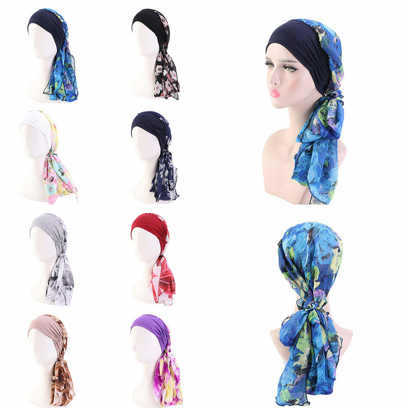 Elastic Wide Edge Hat Turban Bandanas Round  Headscarf Chemo Head Scarves Pre-Tied Headwear Bandana Tichel for Ladies Turbante