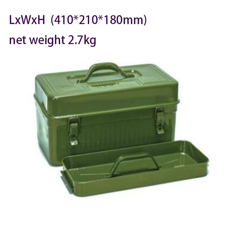 Thickened metal toolbox large, medium and small household hardware iron tool box iron box portable storage box
