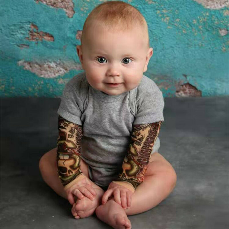 Baby Body Jungen Mädchen Tattoo Gedruckt Patchwork Overall Neugeborenen Kostüm Casual Outfits Kleinkind Infant Kinder Kleidung Bodys