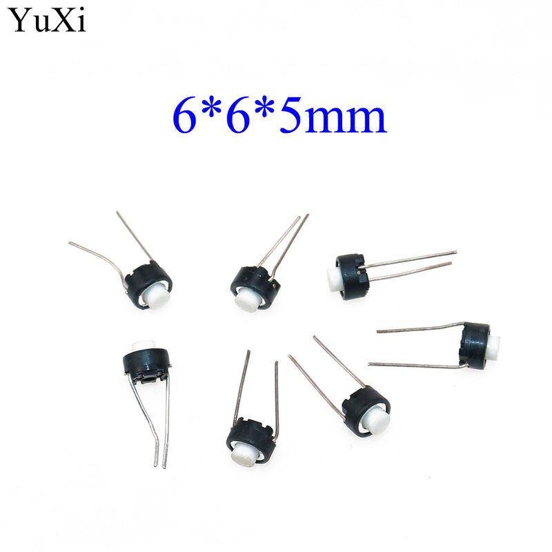 YuXi-Interruptor táctil de 6x6x5mm, Micro interruptor de 6x6x5mm para a-l-p-s, pulsador táctil de cabeza blanca