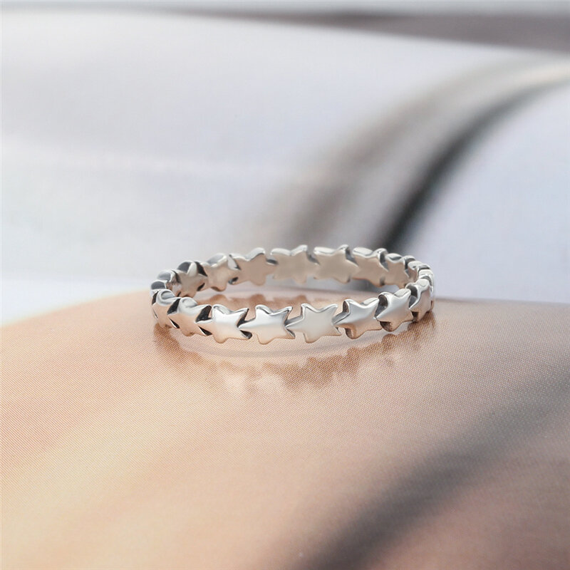 XINSOM винтажные кольца из стерлингового серебра 925 пробы в форме звезды для женщин, корейские модные ювелирные изделия для вечеринок, кольца н...