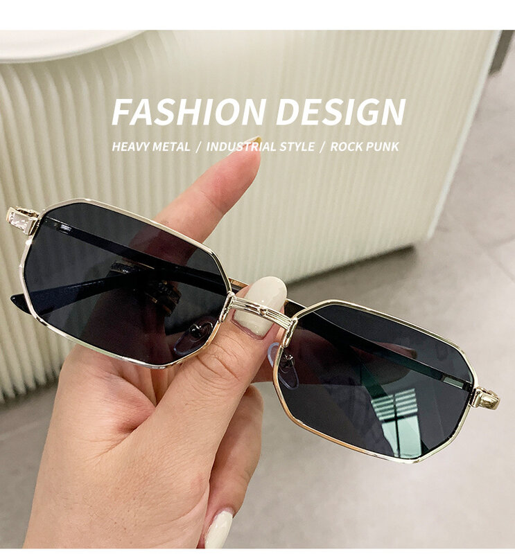 Солнцезащитные очки Мужские, прямоугольные, металлические, UV400, 2021