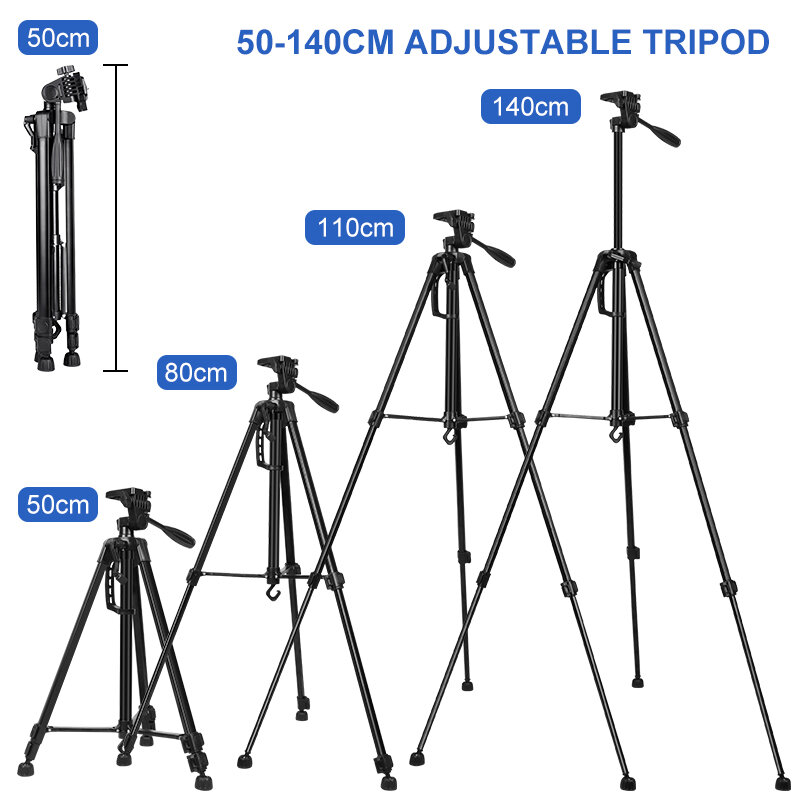 Yizhestudio Camera Tripod 50-140cm DSLR Flexible Portable Stand for Gopro iPhone Canon Nikon Sony with Phone Clip with 1/4 Screw
