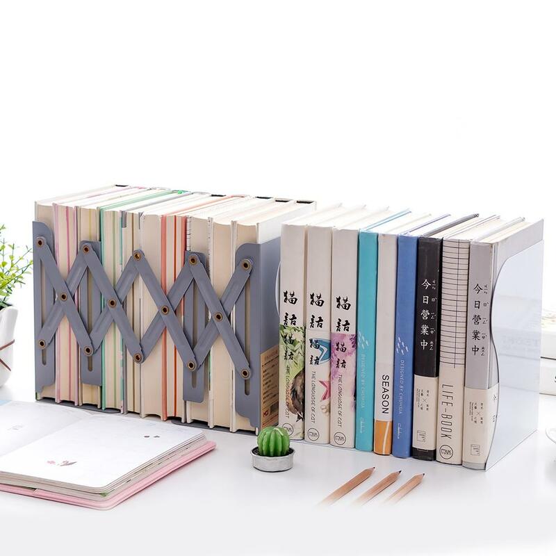 HOT SALES!!! Retractable Foldable Bookend Decorative Metal Book Shelf Holder Storage Rack