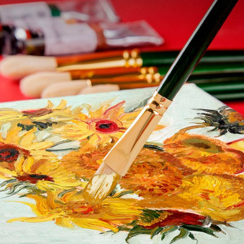 1pc Bristle Gouache Paint Brushes Professional Long Handle Oil Painting Brush for Acrylic Watercolor Canvas Art Supplies