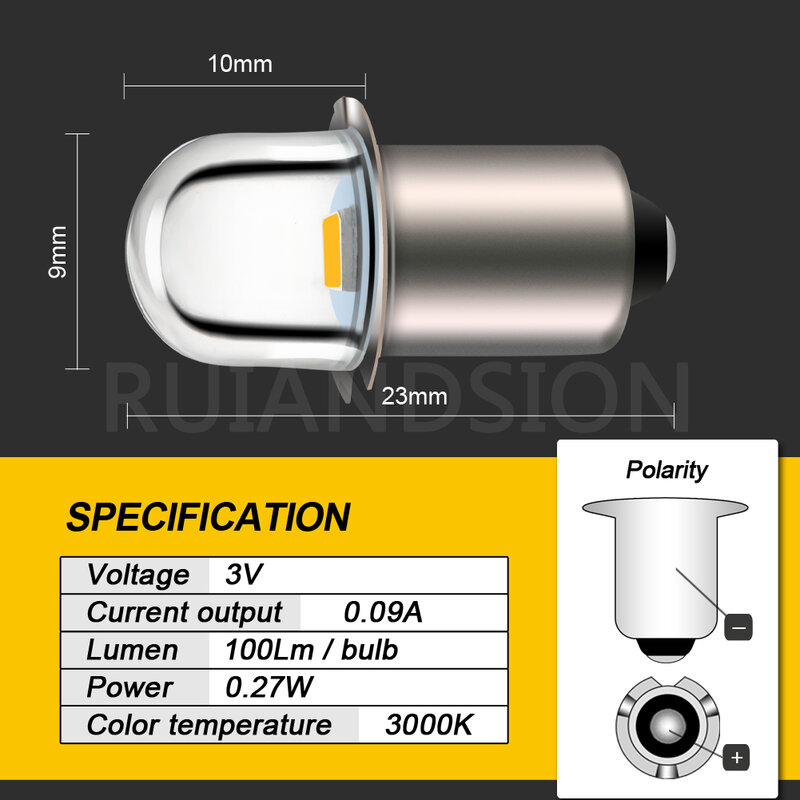 2Pcs P13.5S PR2 DC 3V 6V 4.5V 18V 3000K Warm White 2835SMD LED Bike Work Light Bulb Torch Headlight Mini Head Lamp Flashlight
