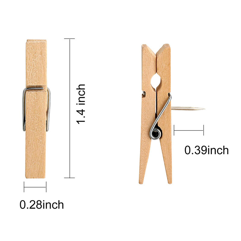 MOGII 30Pcs/Box Office & School Stationery Pins Durable Wooden Clip Push Pins Decorative Binder Thumb tacks for Cork Blackboard