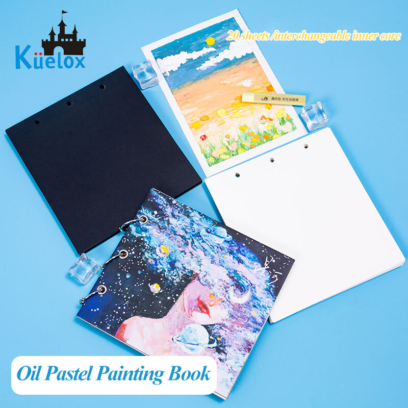 Kuelox óleo pastel livro especial pintura livro preto/branco núcleo profissão crayon pintura papel material da arte do estudante