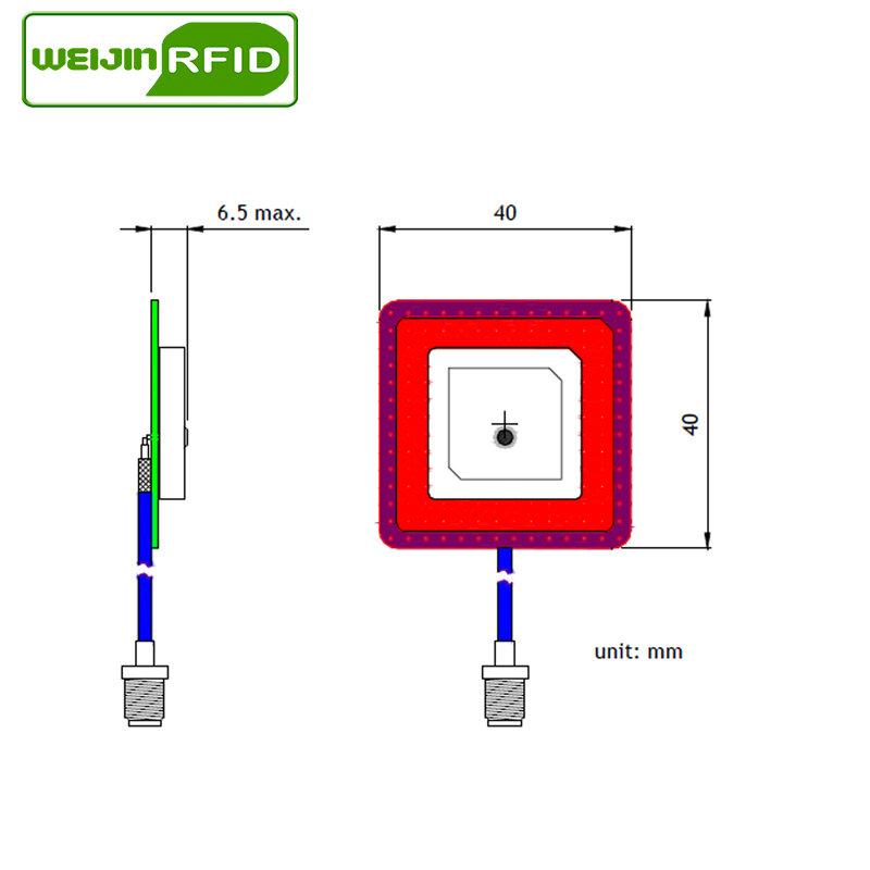 UHF RFID petite antenne 902-928MHz | VIKITEK VA25, gain de polarisation circulaire, 1,5dbi courte distance