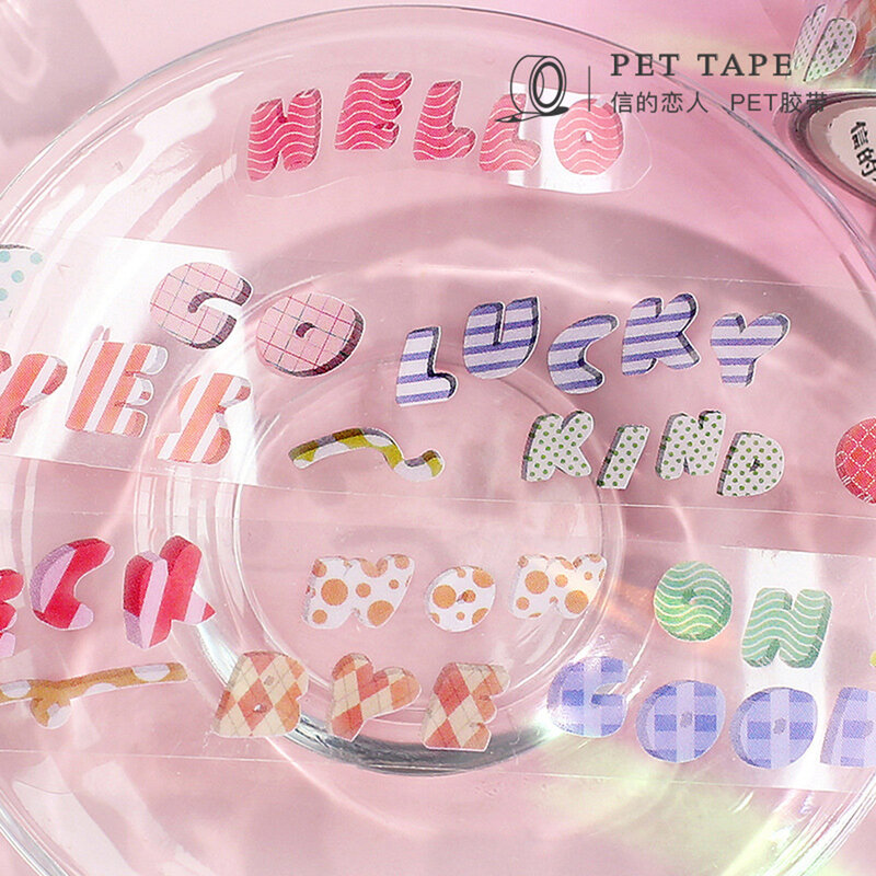 Washi Tape con letras y números Kawaii, pegatinas de dibujos animados para mascotas, cinta adhesiva para álbum de recortes, decoración DIY, suministros escolares de papelería