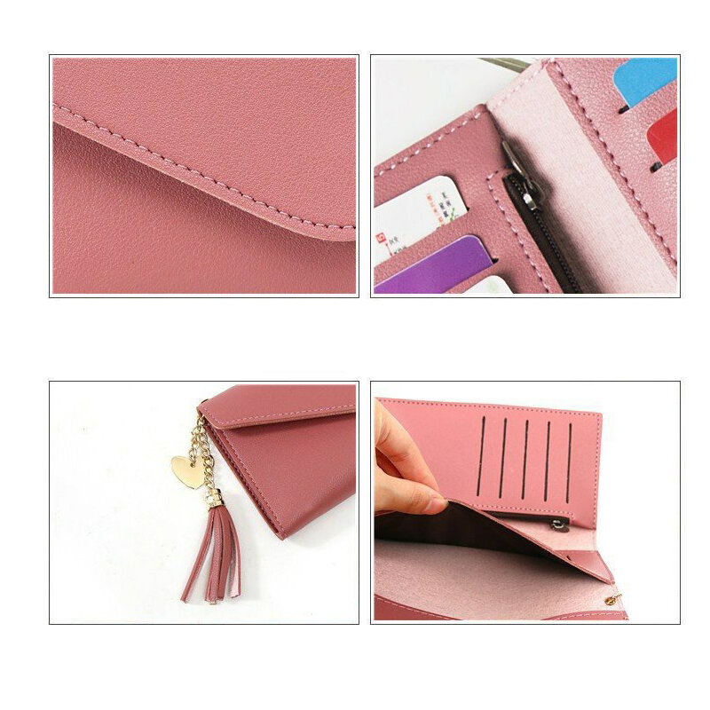 DIY Women Wallet PU Leather Purse  with Photo & Zipper Pocket  Leaves Pouch Handbag for Female  Coin Purse Card Holders