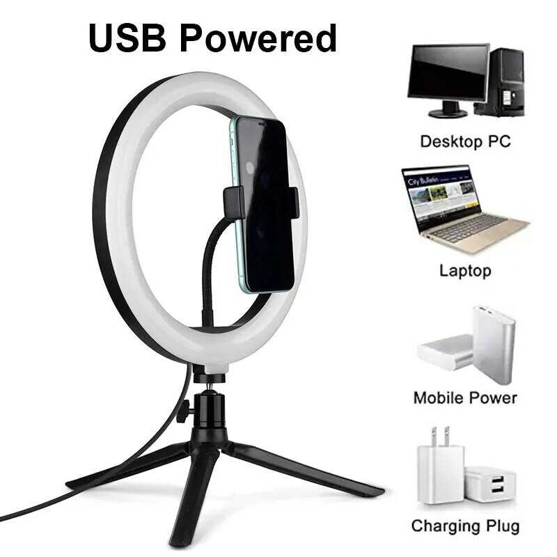 Dimbare 10Inch Led Selfie Ring Licht Invullen Telefoon Camera Led Ring Make Lamp Met Statief Voor Video Youtube Tik tok