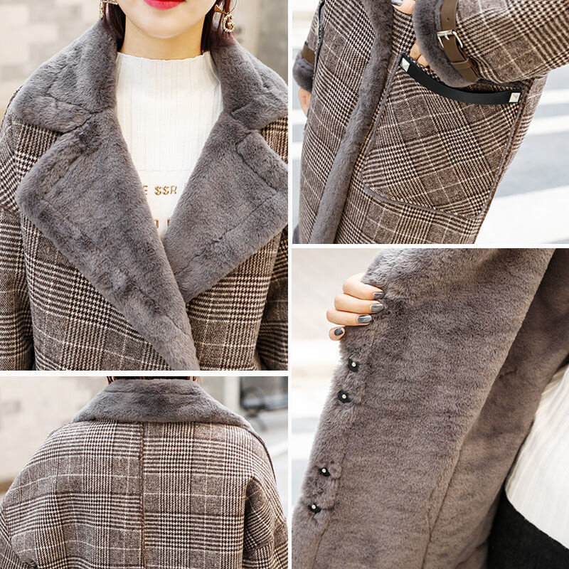 2022 зимнее теплое пальто плюшевое толстое пальто из овечьей шерсти женское средней длины бархатное свободное Сетчатое плюшевое меховое пальто женские теплые куртки винтажные